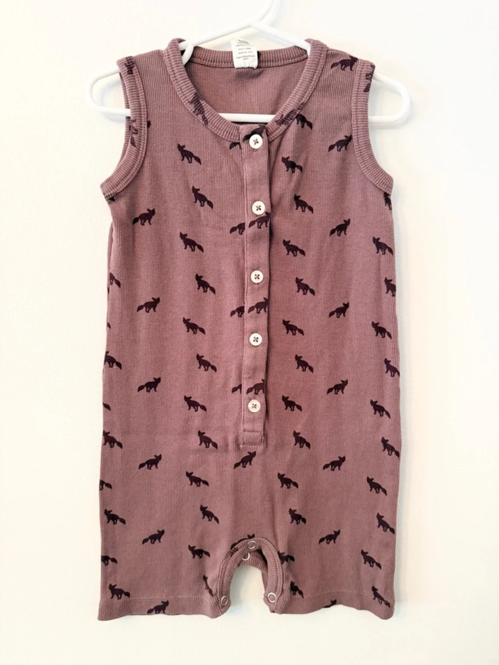 Kate Quinn‎ Fox Print Romper Organic Cotton 3T Sleeveless